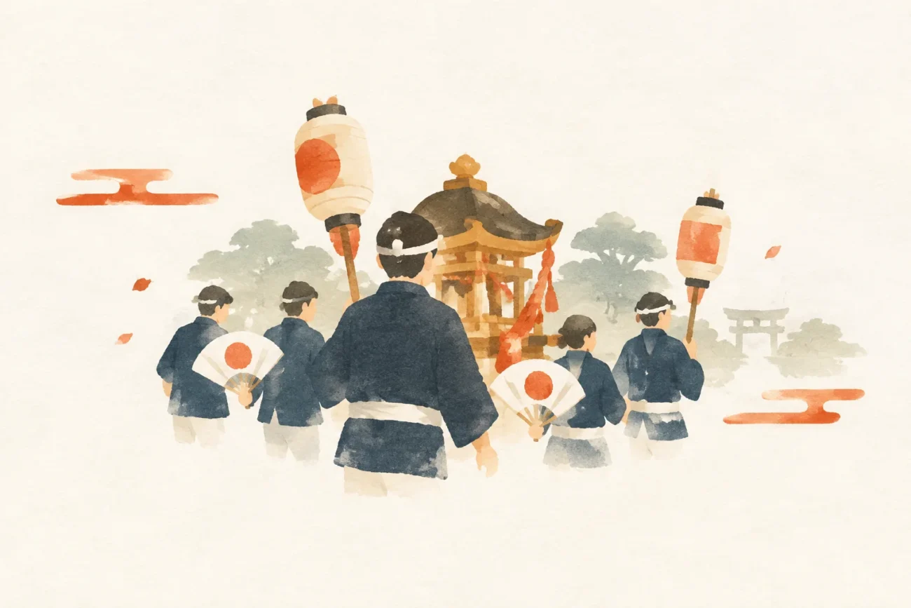 宮野辺神社の祭儀習俗をテーマにした祭りのイメージ