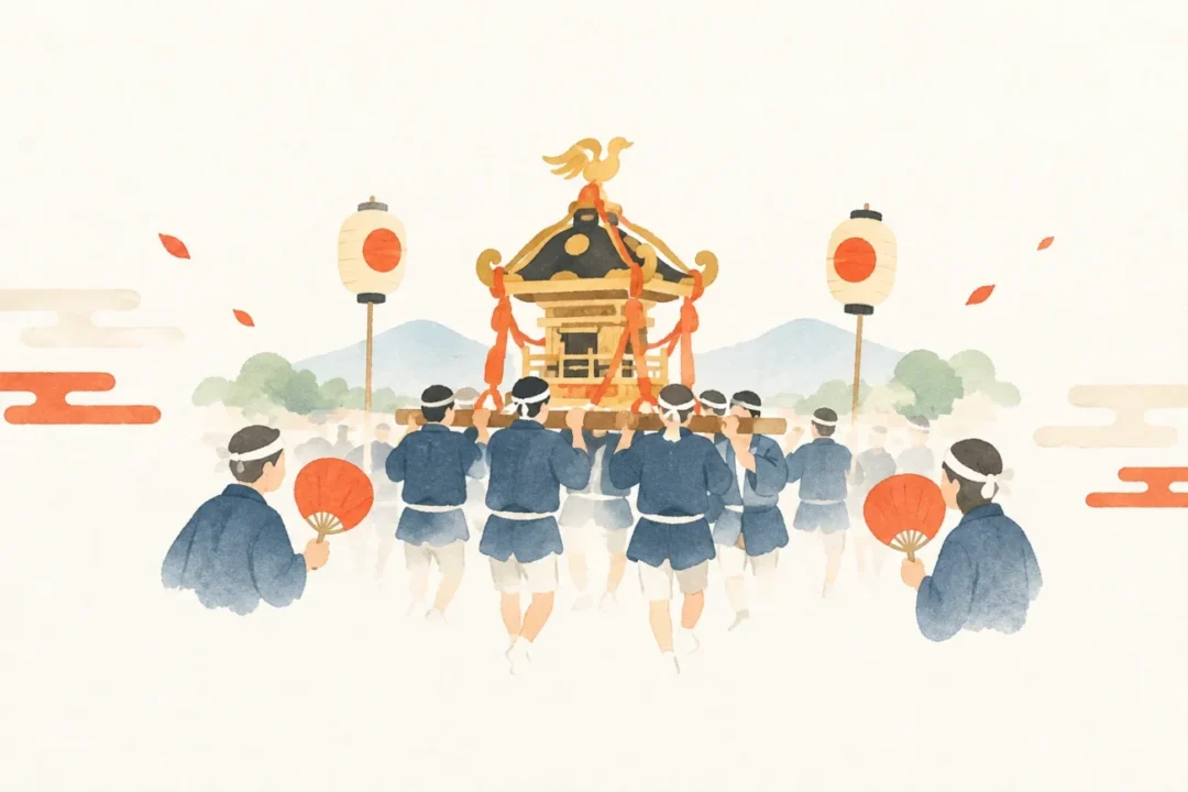 二宮赤城神社の御神幸をテーマにした祭りのイメージ