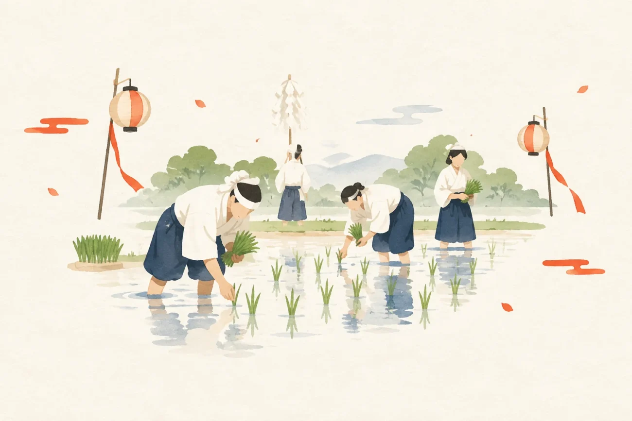東長岡神明宮のお田植祭をテーマにした祭りのイメージ