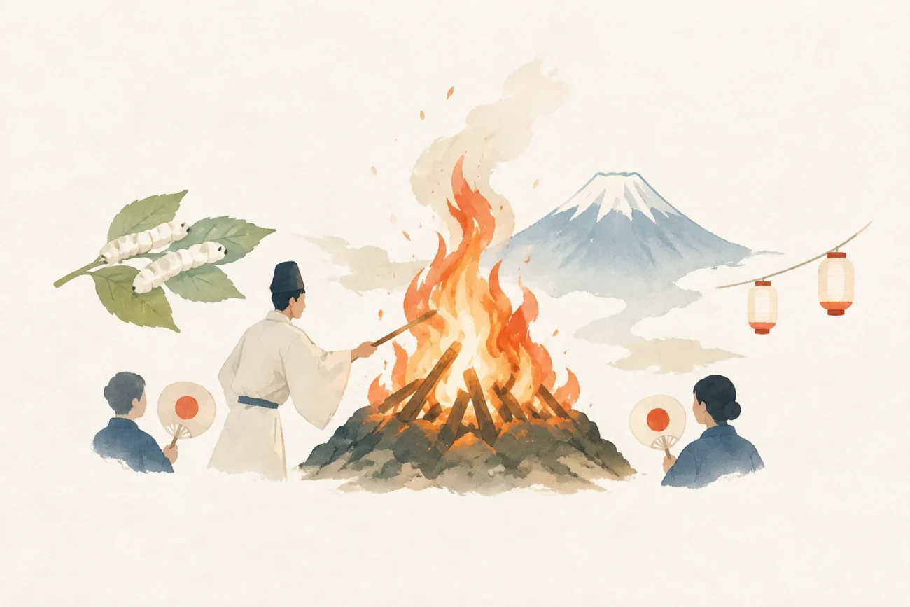 以广濑浅间神社火祭为主题的祭典意象图