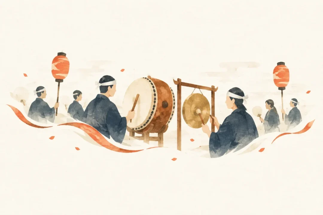 双盤念仏水口をテーマにした祭りのイメージ