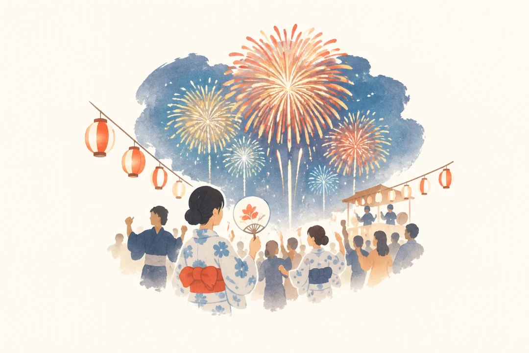 久居花火大会をテーマにした祭りのイメージ
