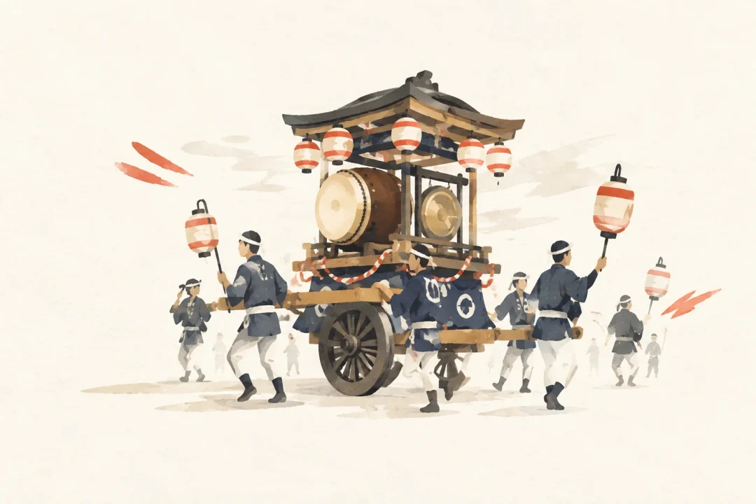 松原の石取祭をテーマにした祭りのイメージ