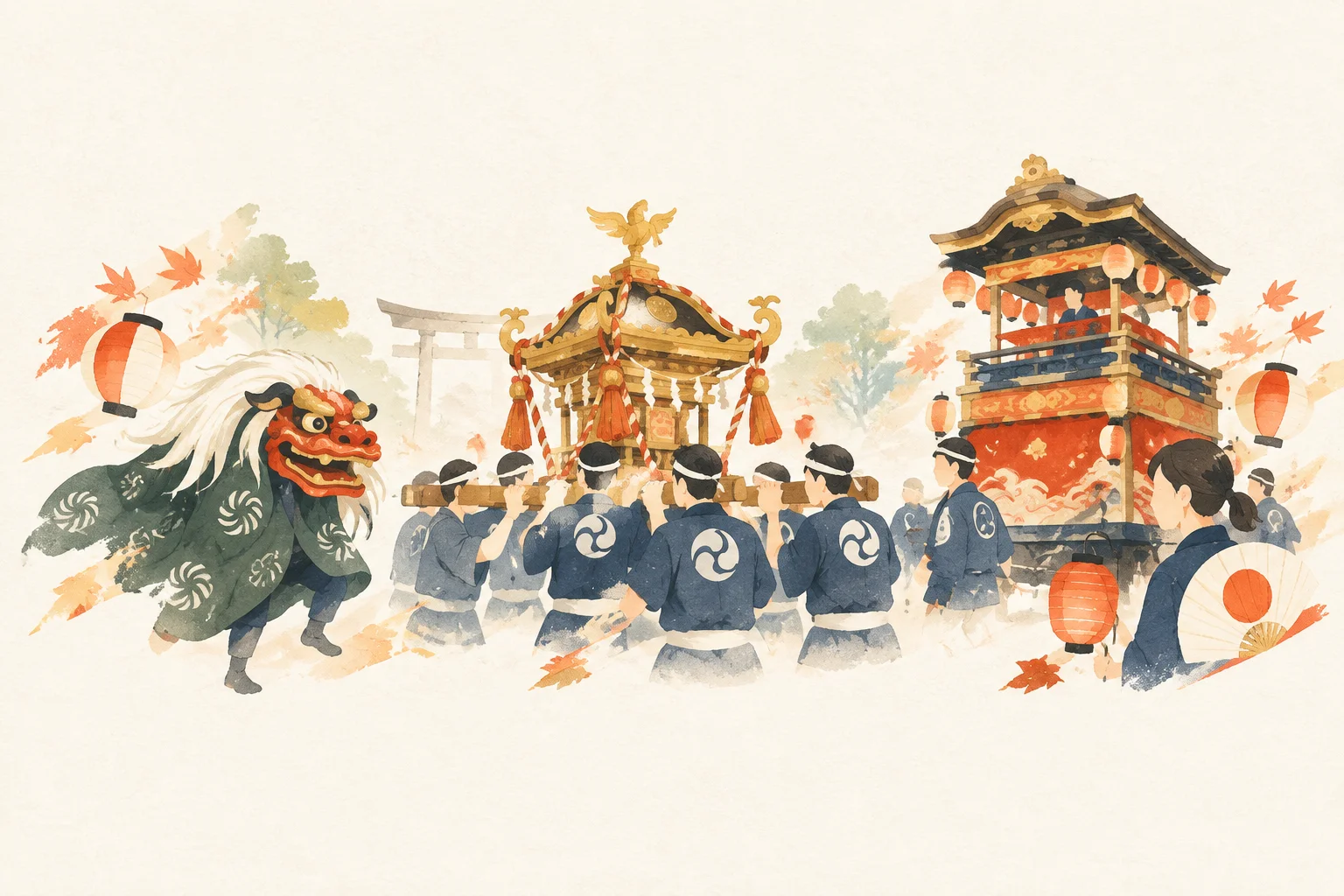 四日市祭をテーマにした祭りのイメージ