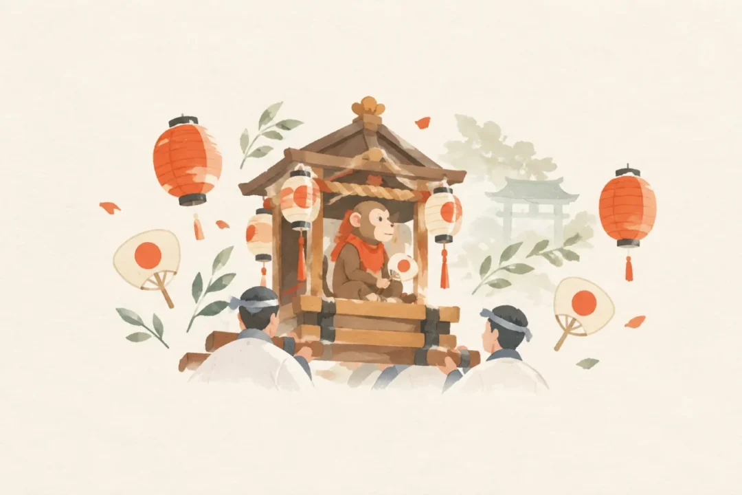 山王さん(おさるさん)をテーマにした祭りのイメージ