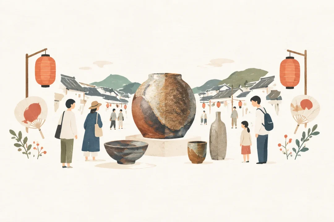 信楽まちなか芸術祭をテーマにした祭りのイメージ