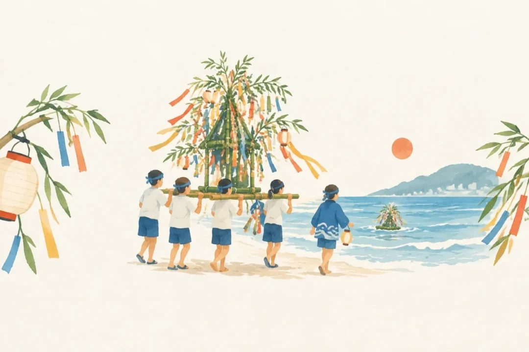 西小磯の七夕行事をテーマにした祭りのイメージ