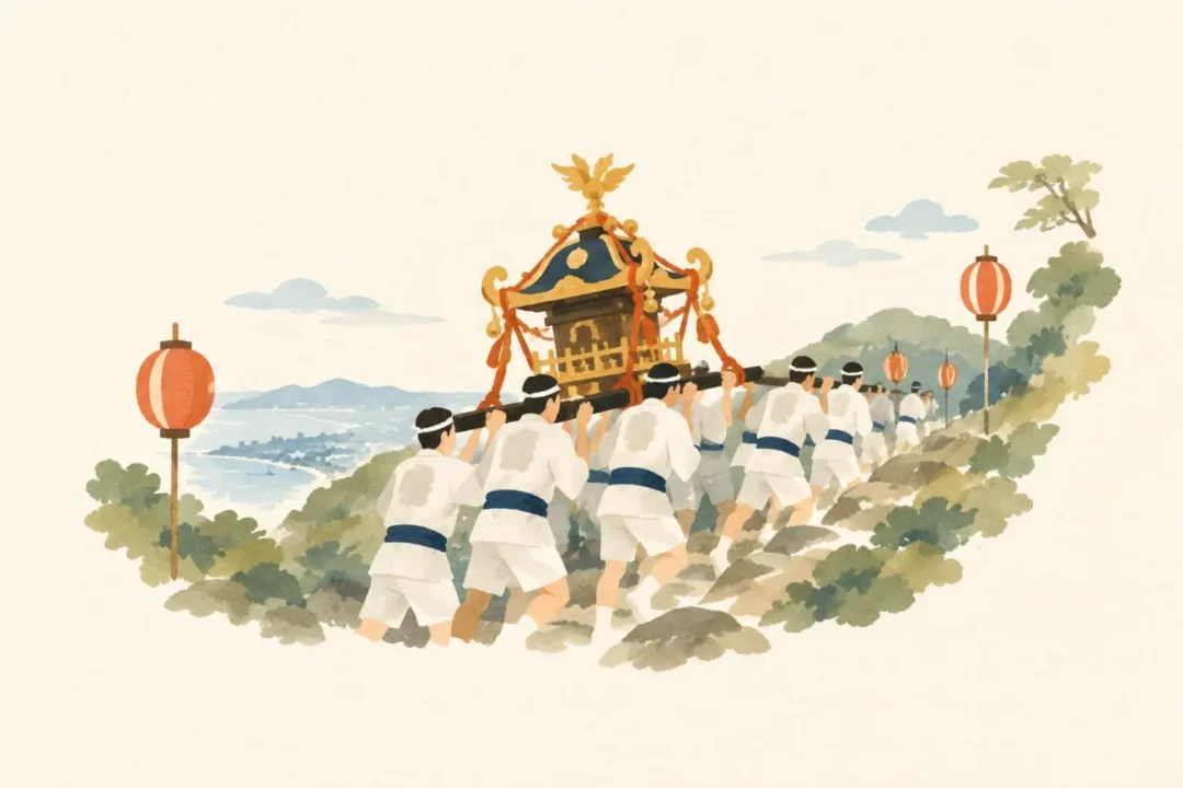 高麗寺祭(こうらいじまち)・山神輿の渡御をテーマにした祭りのイメージ
