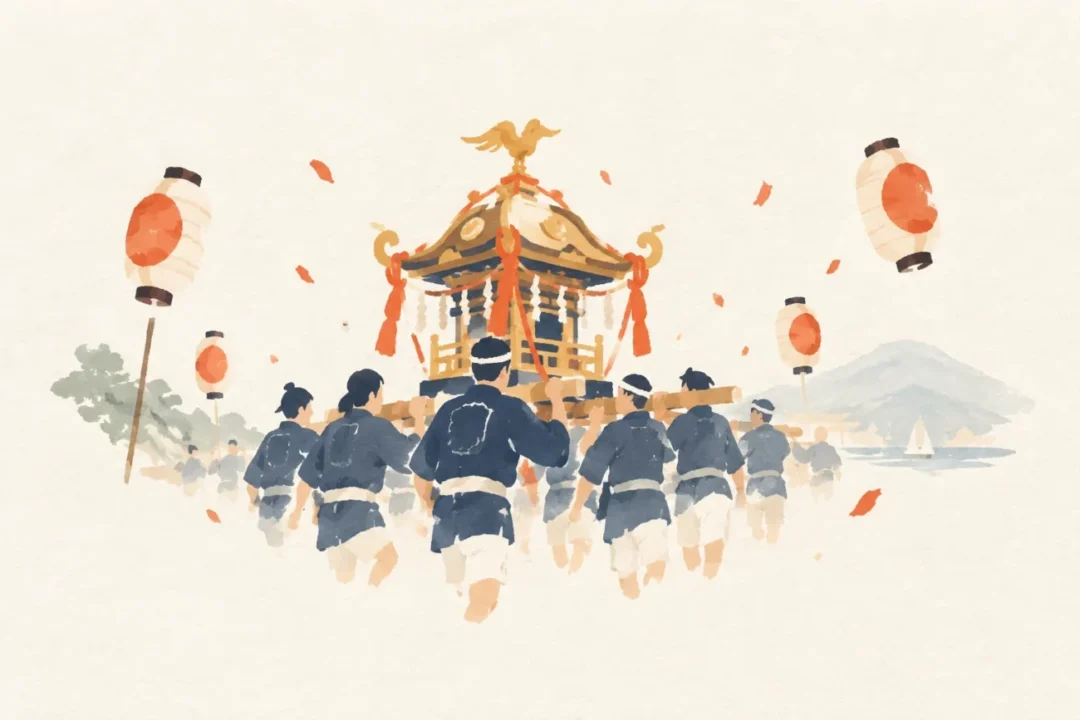 以白髭神社例大祭为主题的节庆意象