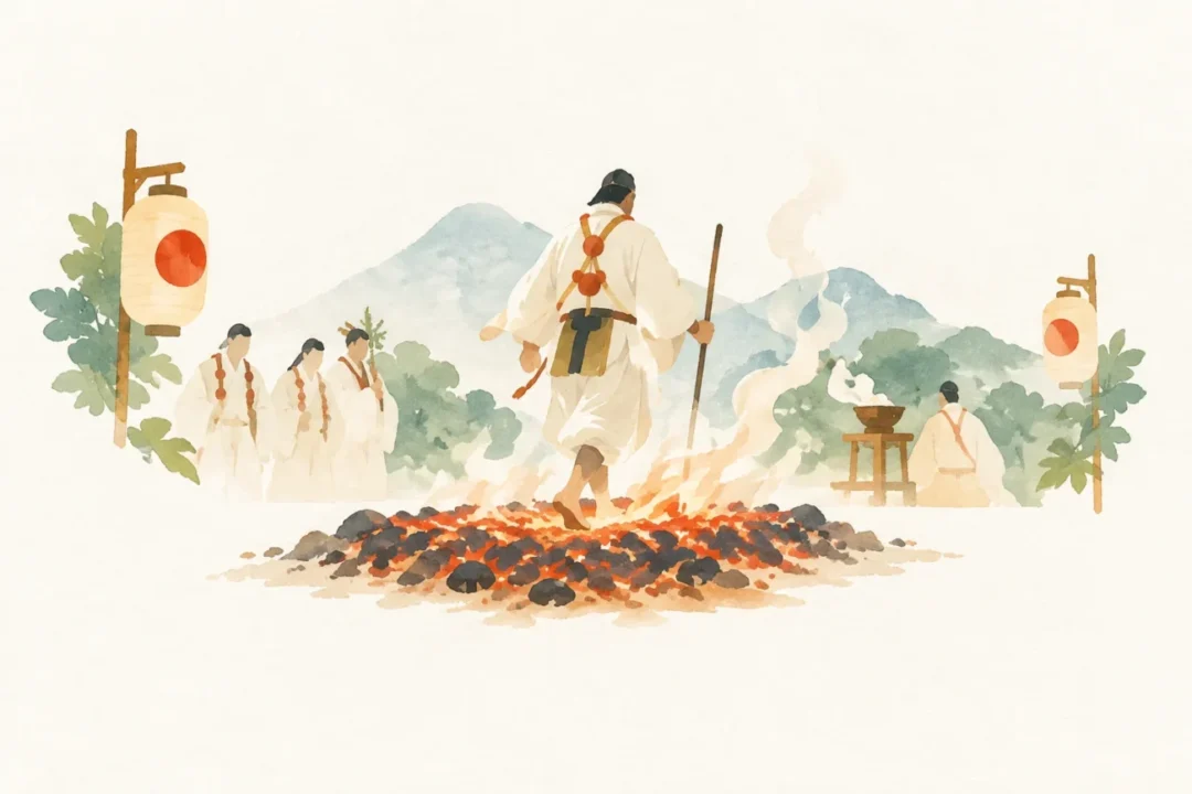秋葉山火防祭をテーマにした祭りのイメージ
