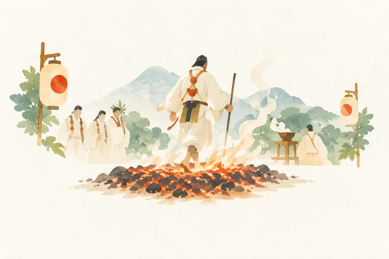 秋葉山火防祭をテーマにした祭りのイメージ