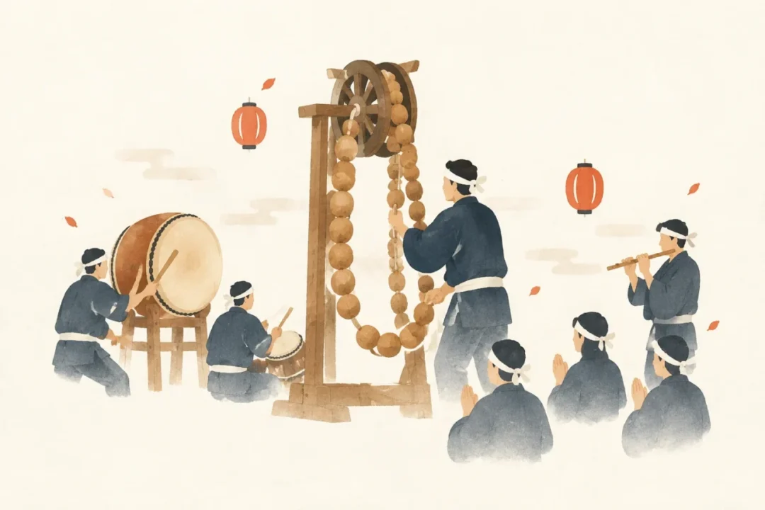 世附の百万遍念仏をテーマにした祭りのイメージ