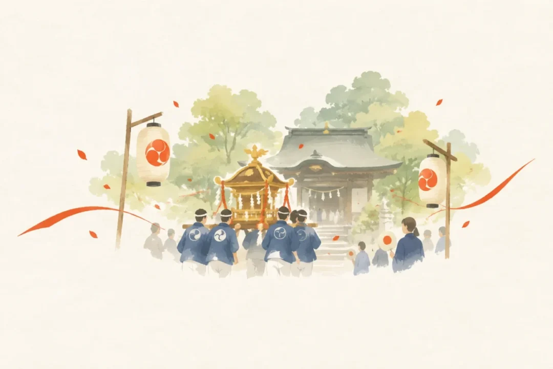 大室生神社例大祭をテーマにした祭りのイメージ