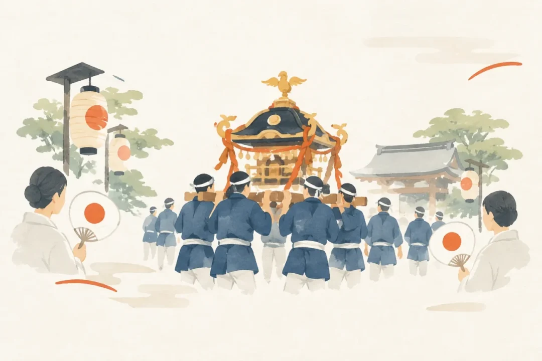 岡崎神社例祭(山王社)をテーマにした祭りのイメージ