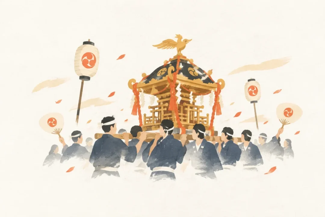 御霊神社祭礼をテーマにした祭りのイメージ