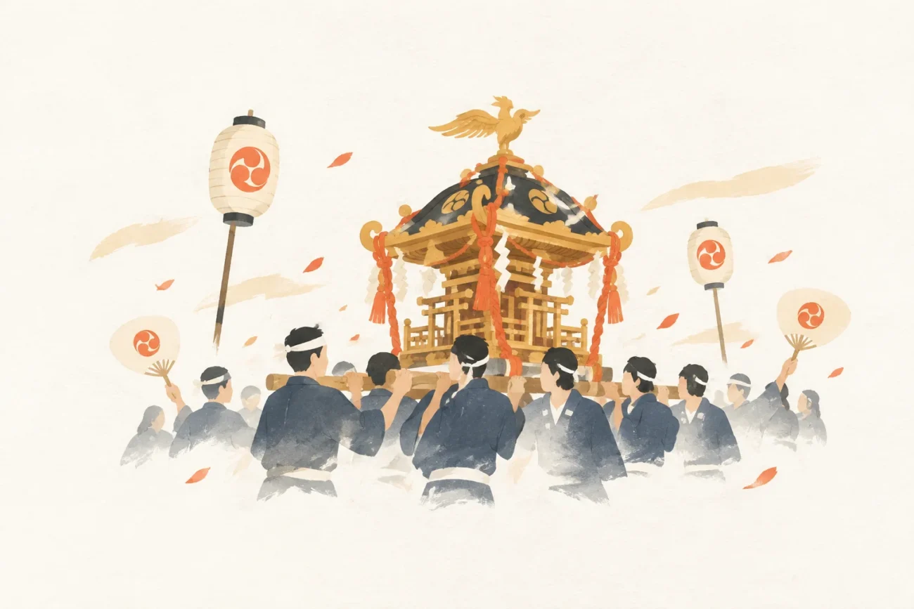御霊神社祭礼をテーマにした祭りのイメージ