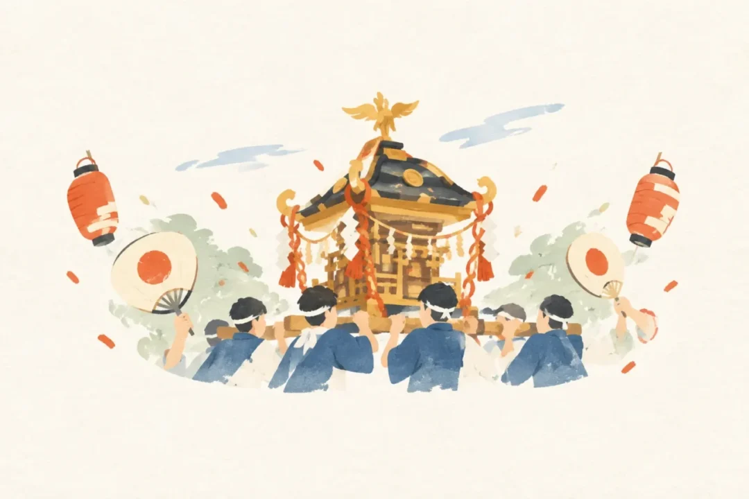 鈴鹿明神社例大祭をテーマにした祭りのイメージ