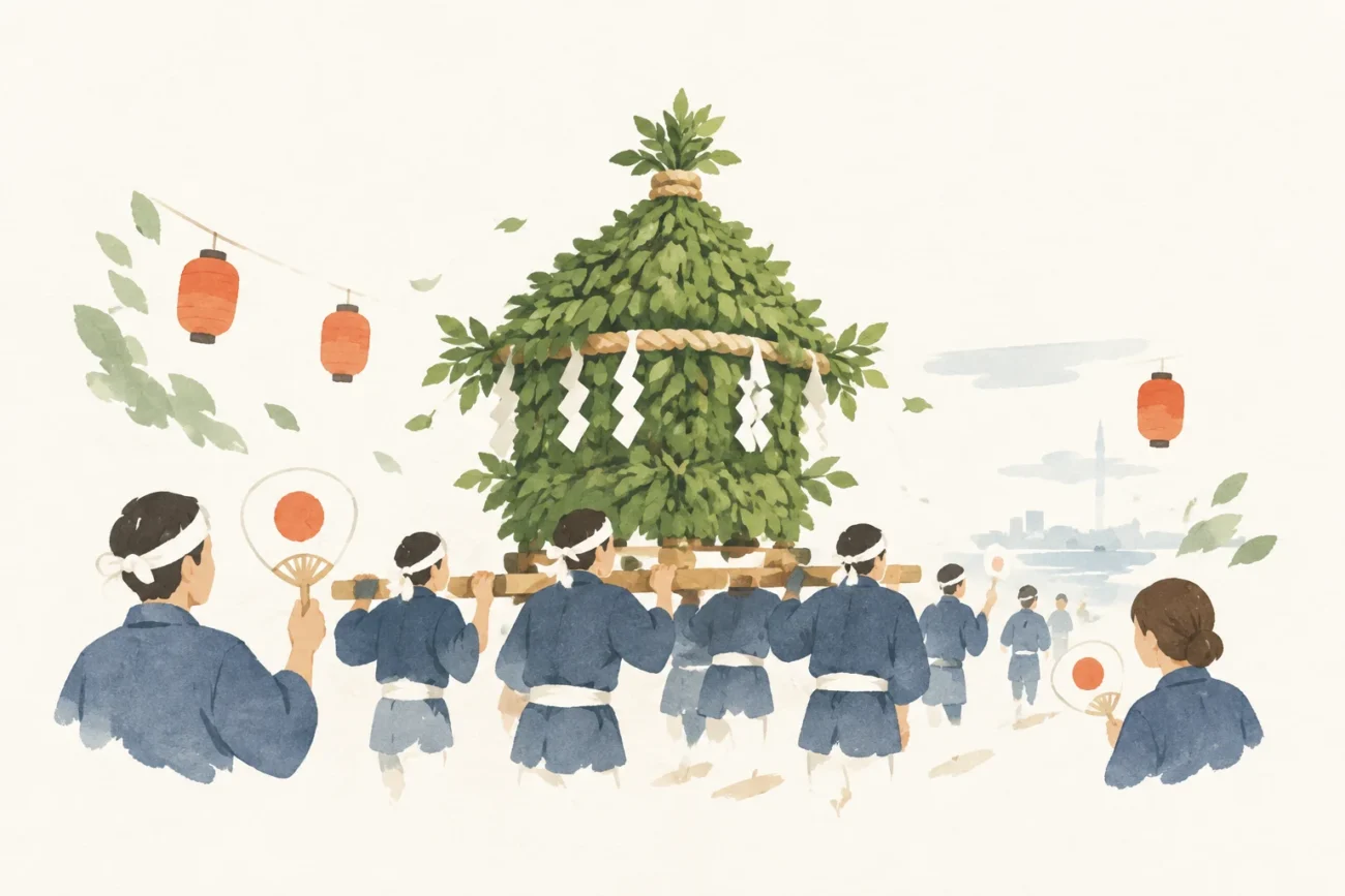 榊神輿をテーマにした祭りのイメージ