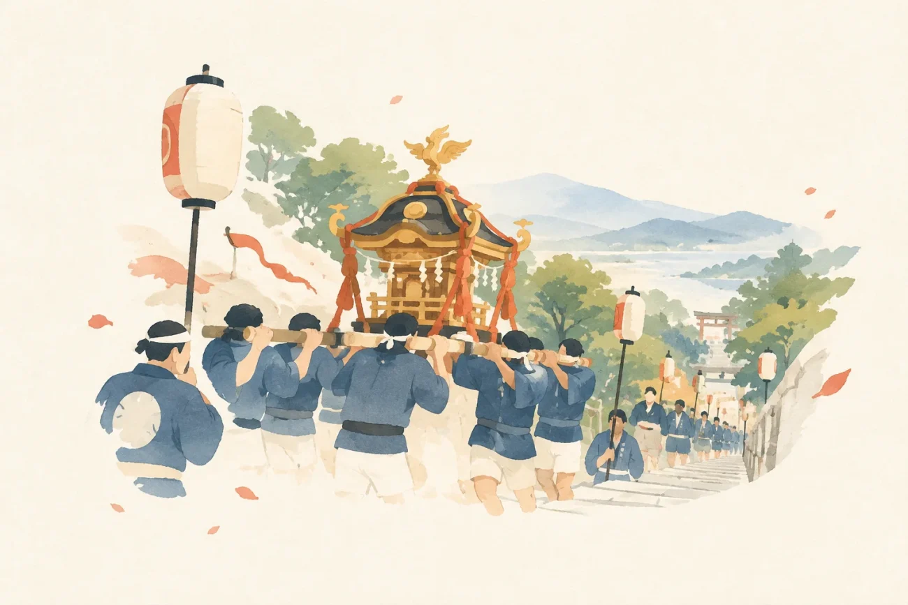 Festival image themed around the Yose Shrine Annual Festival