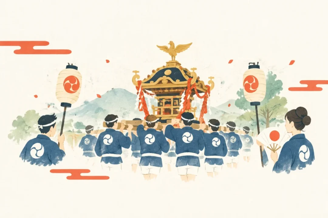 石楯尾神社の祭礼をテーマにした祭りのイメージ