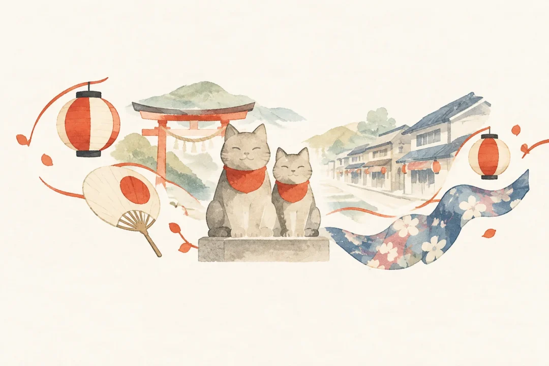 こまねこまつりをテーマにした祭りのイメージ