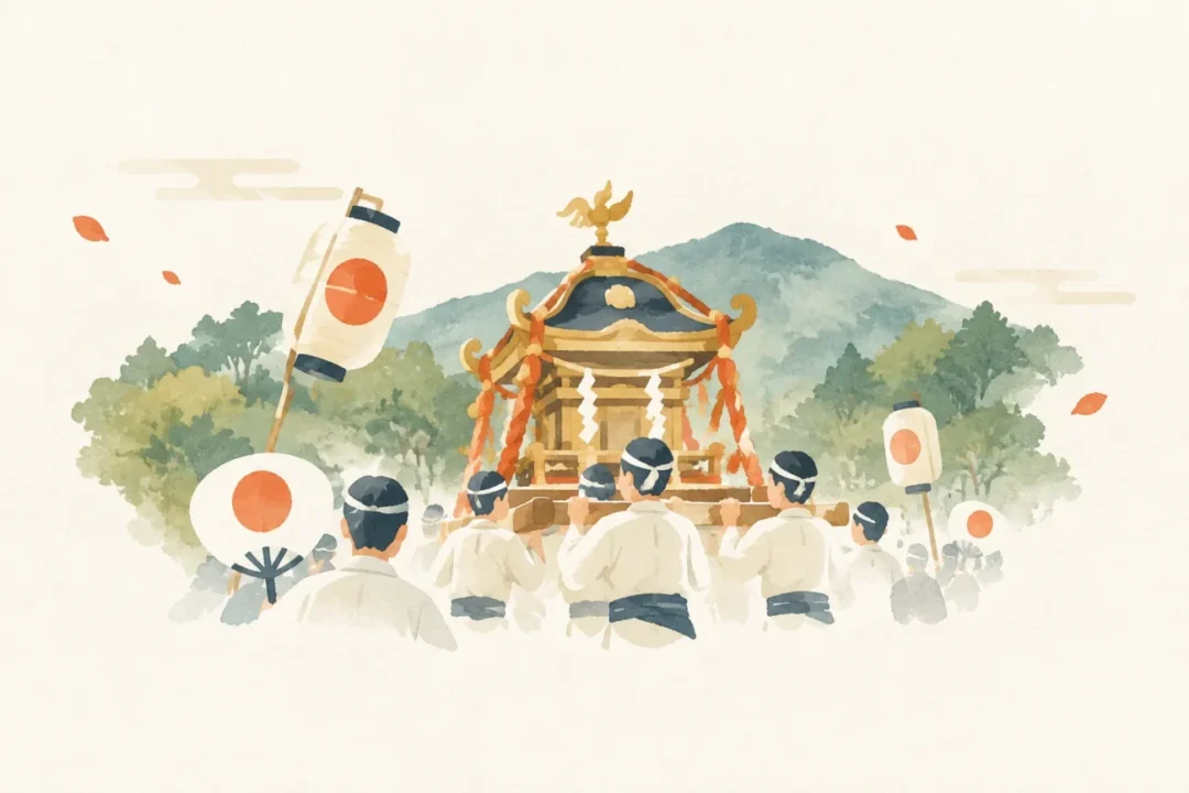 金刀比羅宮の祭りをテーマにした祭りのイメージ