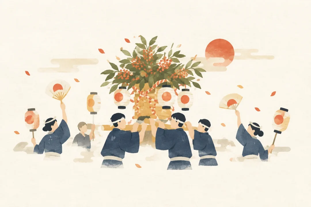 棚野の千両祭をテーマにした祭りのイメージ