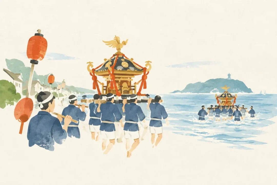 五所神社例祭をテーマにした祭りのイメージ