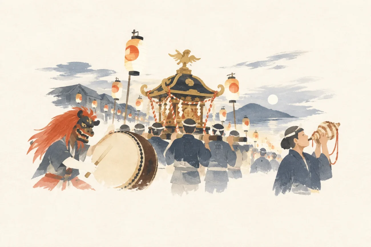 善知鳥神社祭礼行事をテーマにした祭りのイメージ