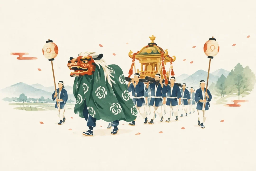 下梨御巡幸の儀をテーマにした祭りのイメージ