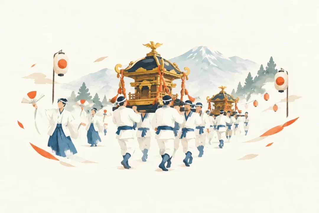 芦峅雄山神社・神輿ねりをテーマにした祭りのイメージ
