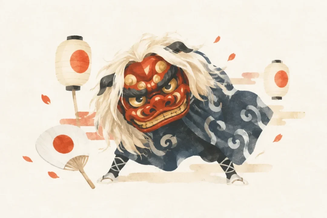 氣多神社のにらみ獅子をテーマにした祭りのイメージ