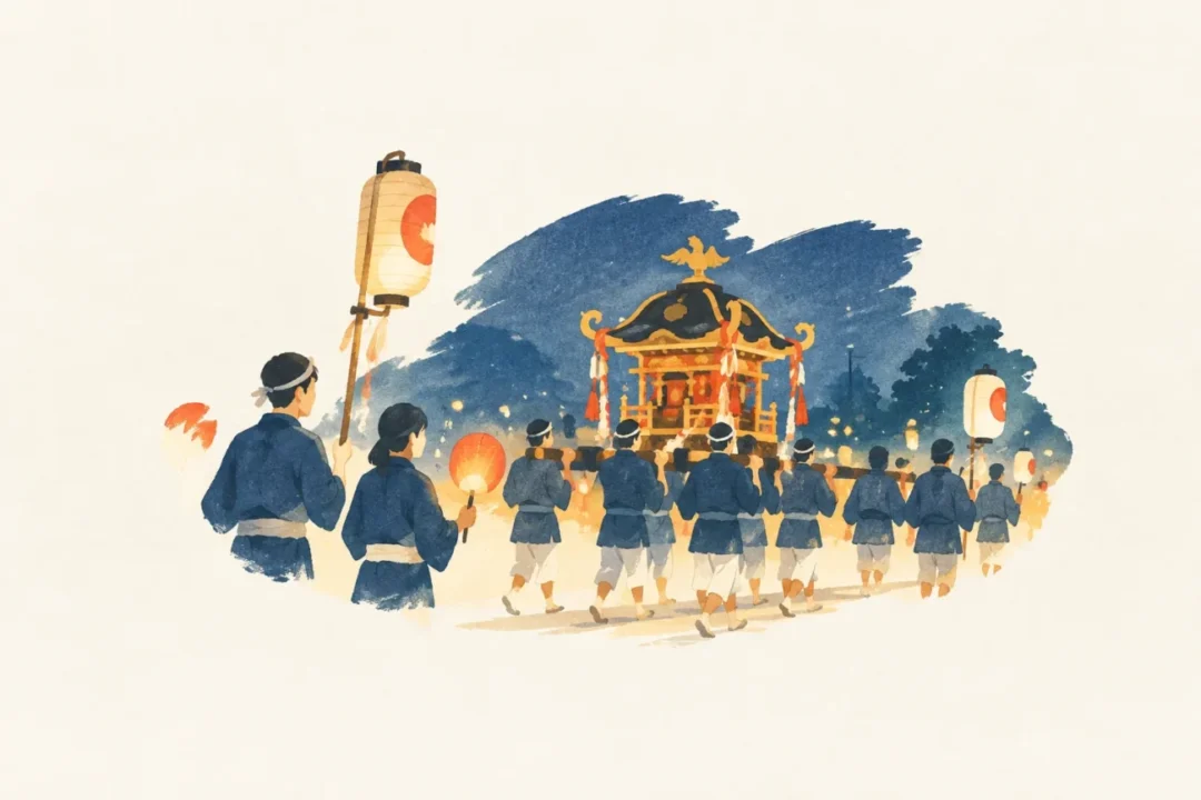 六保のおすずみ祭りをテーマにした祭りのイメージ