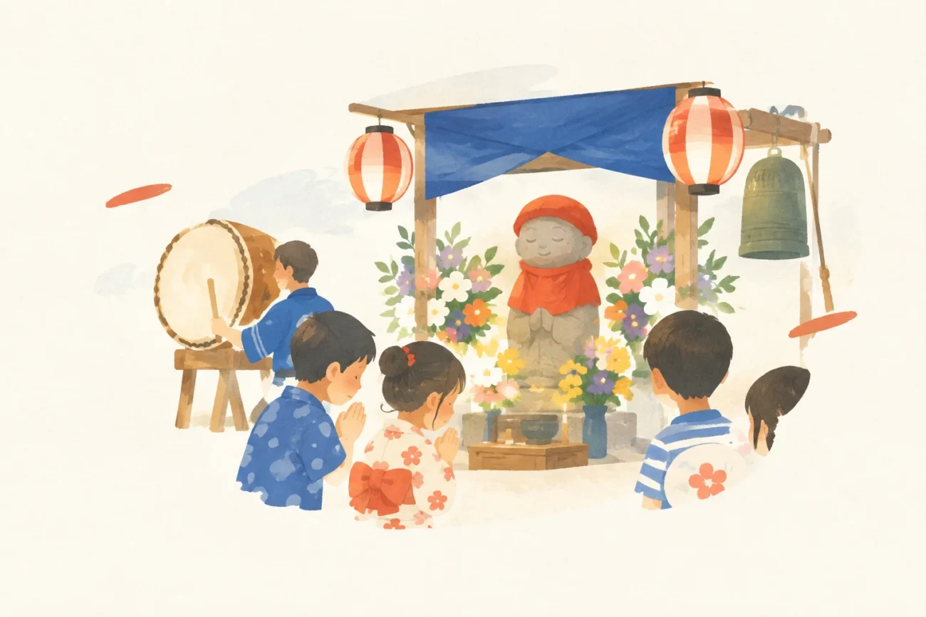 地蔵盆をテーマにした祭りのイメージ