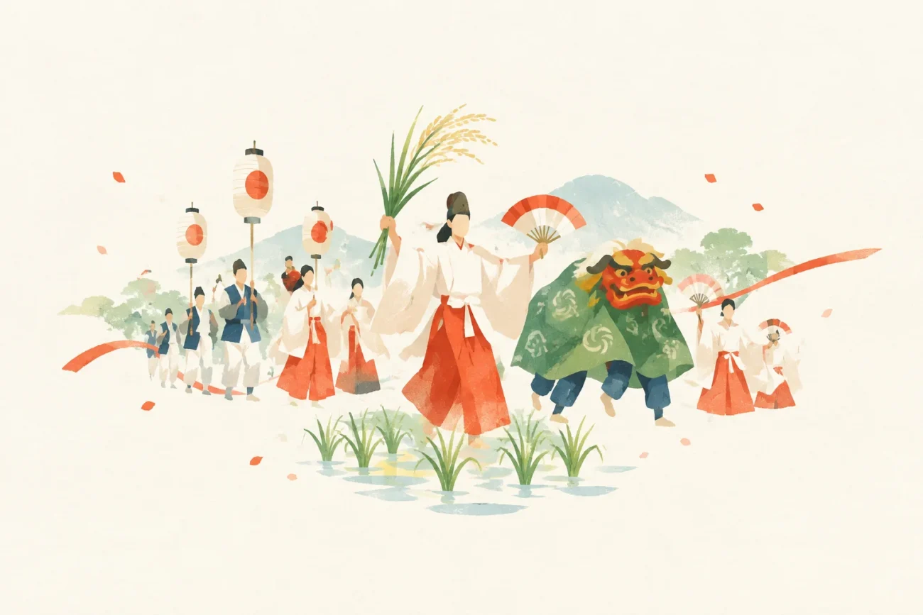 Festival-themed image of the Kutsumi Otaue Festival