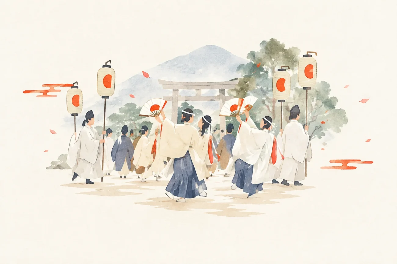 国津神社の神事をテーマにした祭りのイメージ