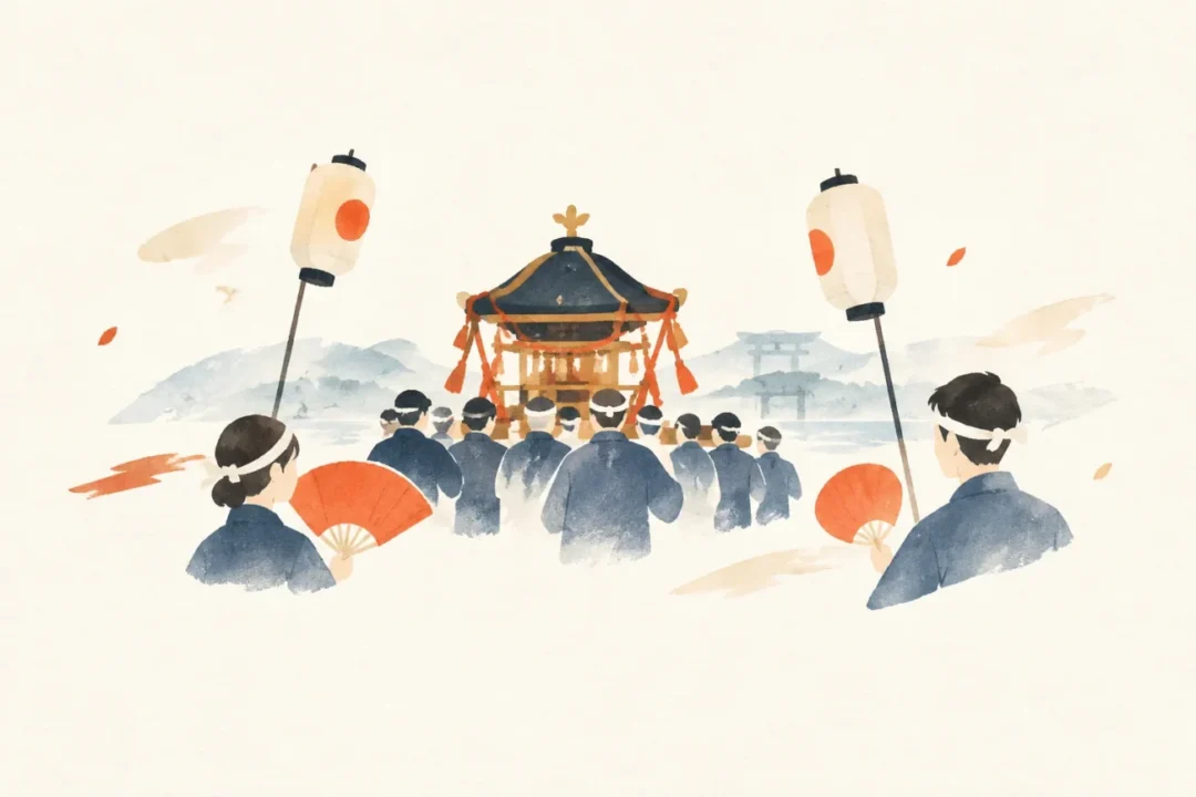闇見神社例祭神事をテーマにした祭りのイメージ