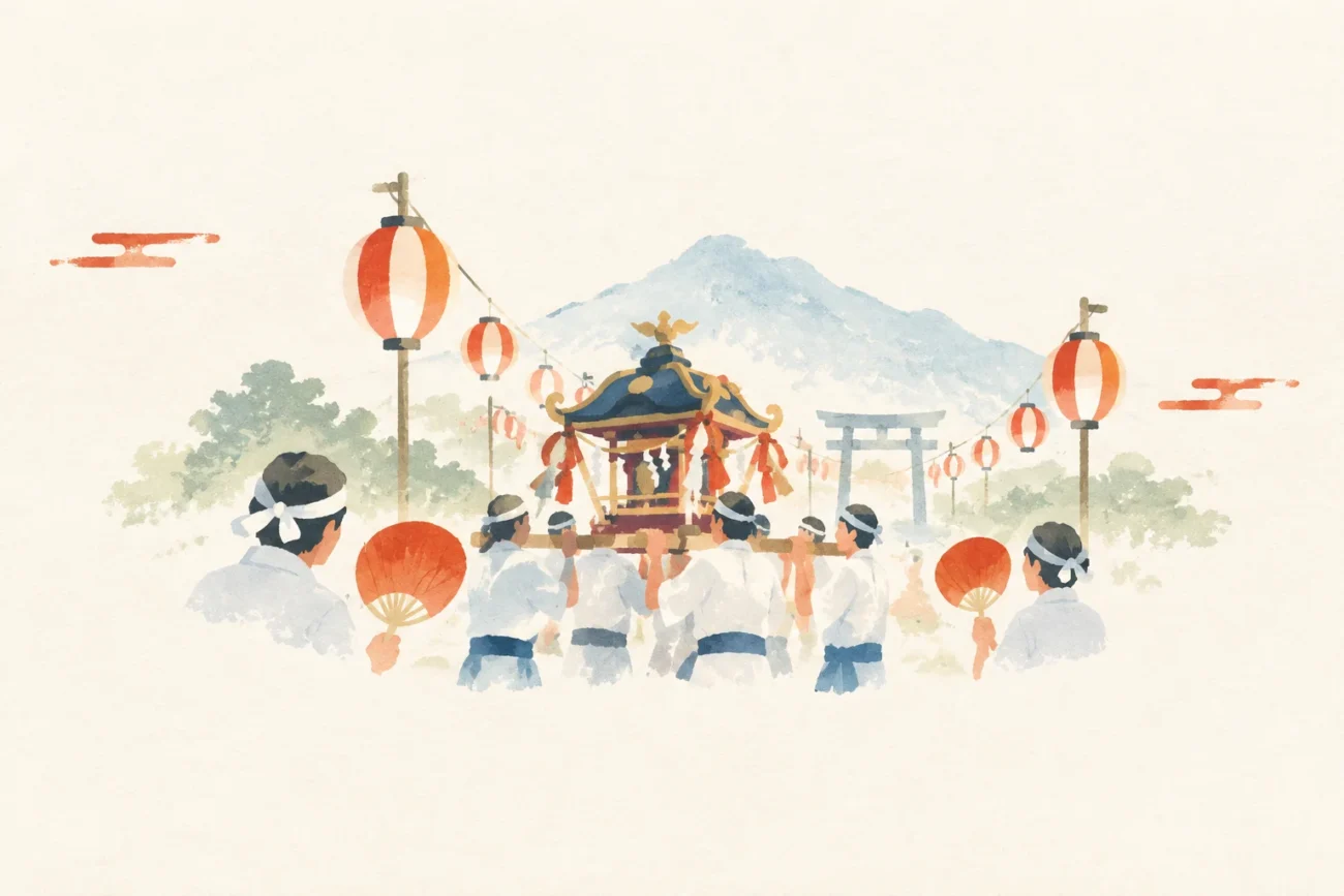 万沢浅間神社夏の大祭をテーマにした祭りのイメージ