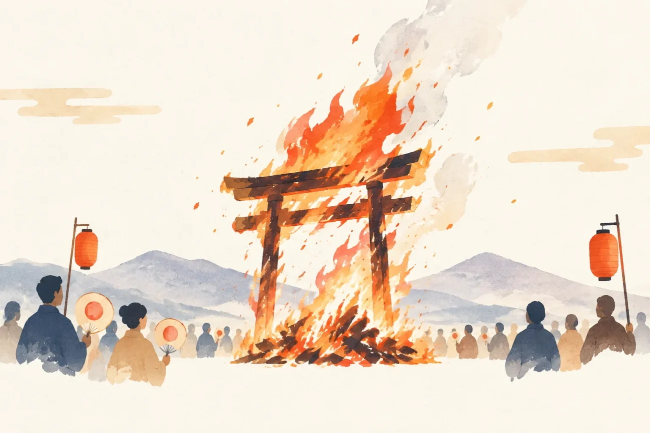 大善寺の鳥居焼をテーマにした祭りのイメージ