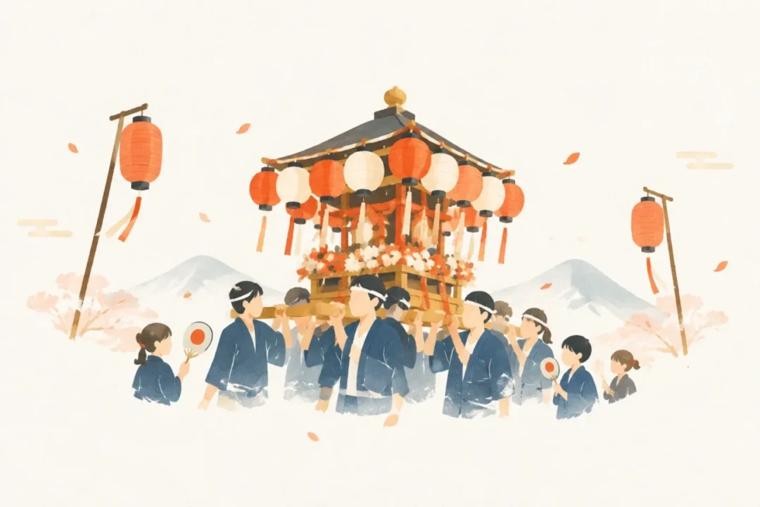 春日本郷地区道祖神祭りをテーマにした祭りのイメージ