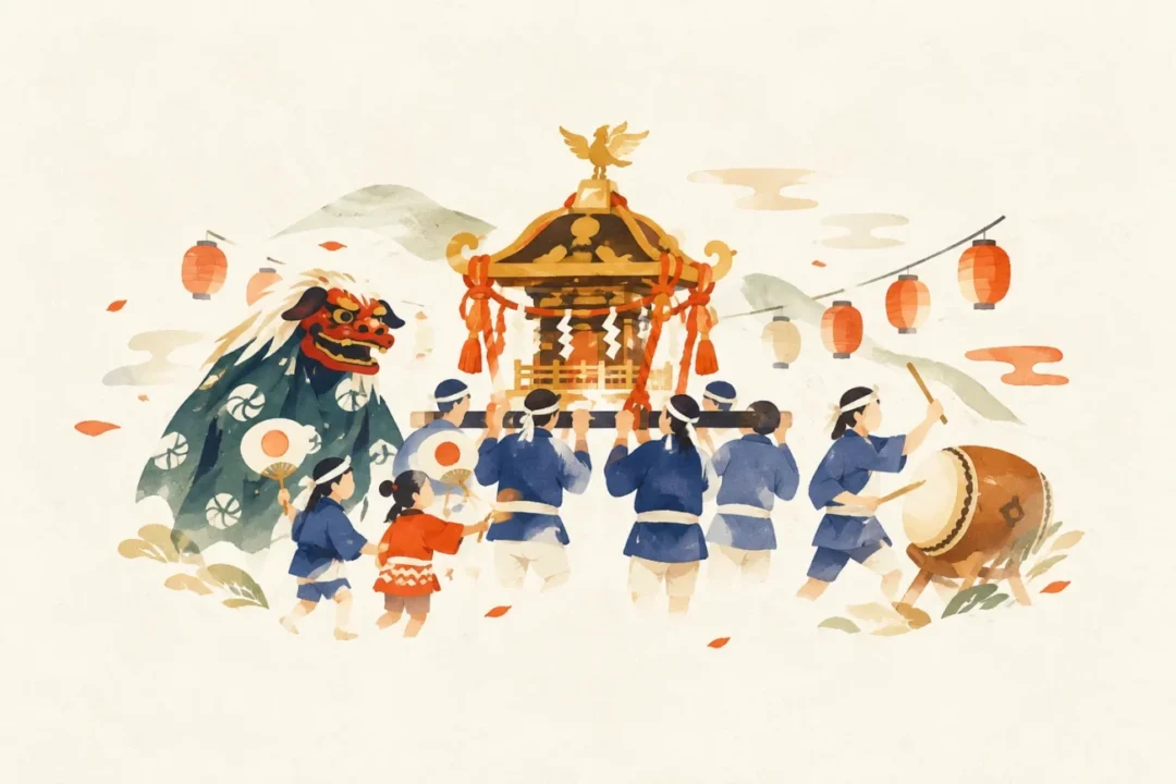 稲荷山祇園祭をテーマにした祭りのイメージ