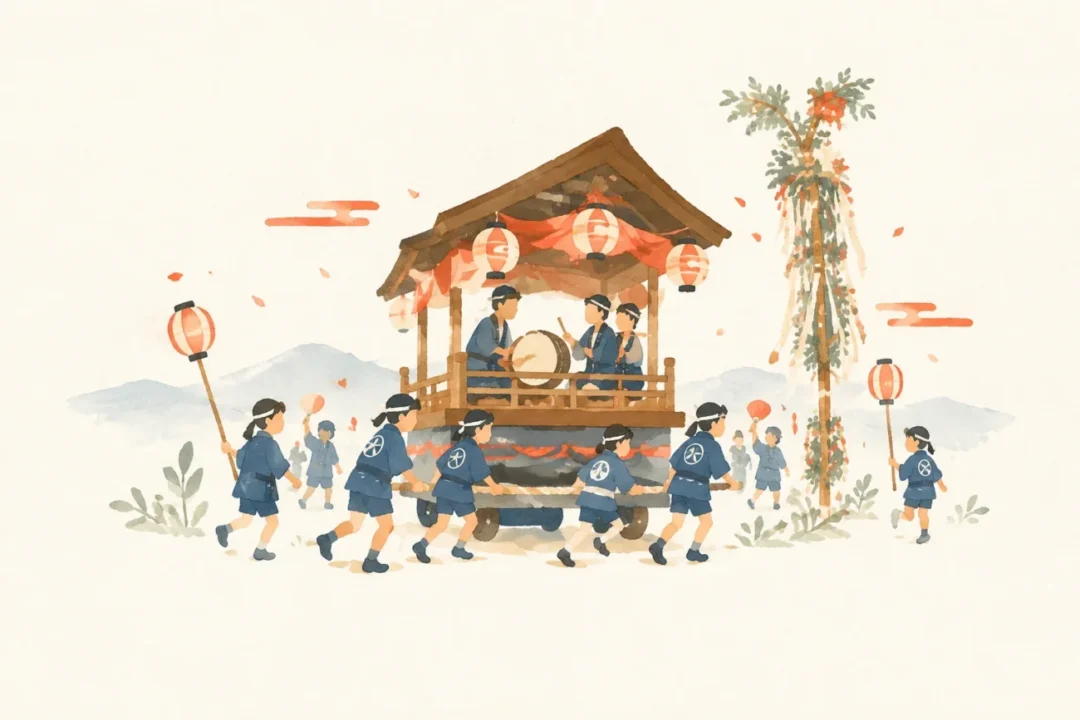 三郷の道祖神祭りをテーマにした祭りのイメージ