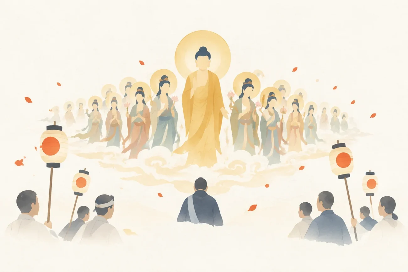 二十五菩薩来迎会をテーマにした祭りのイメージ