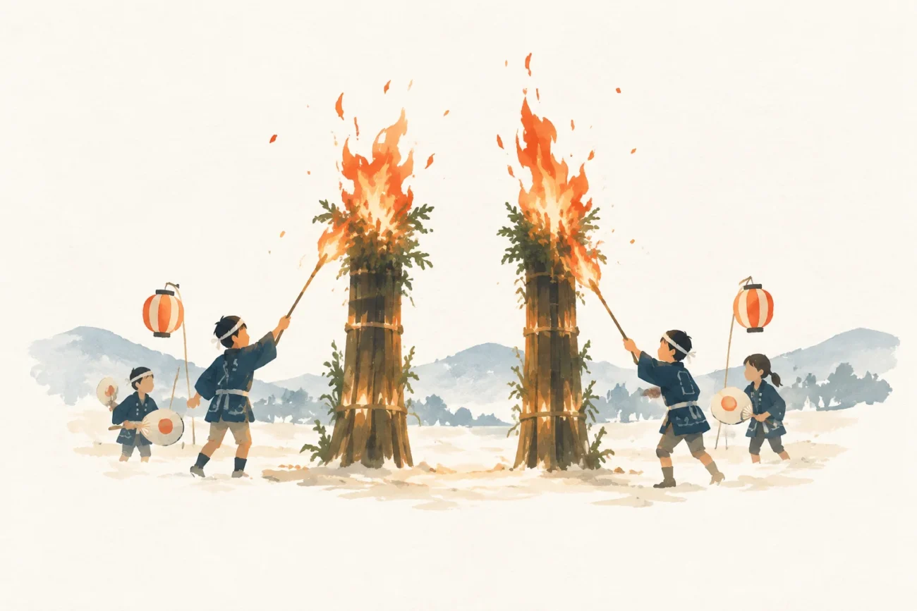 An illustration of a festival inspired by Minamikamo Hashiramatsuko