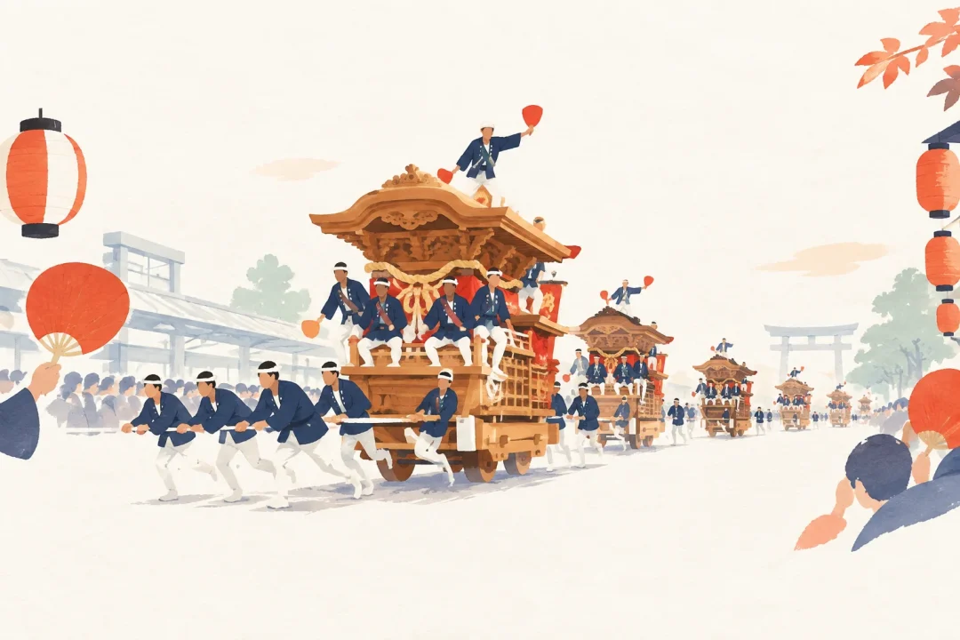 津久野だんじり祭をテーマにした祭りのイメージ