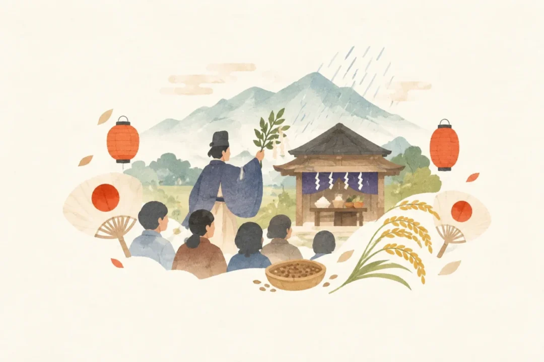 高峰寺の種蒔会をテーマにした祭りのイメージ
