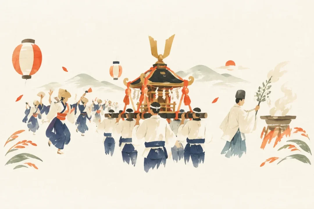 日吉の御鍬祭りをテーマにした祭りのイメージ