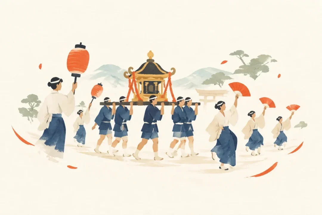 七日祭をテーマにした祭りのイメージ