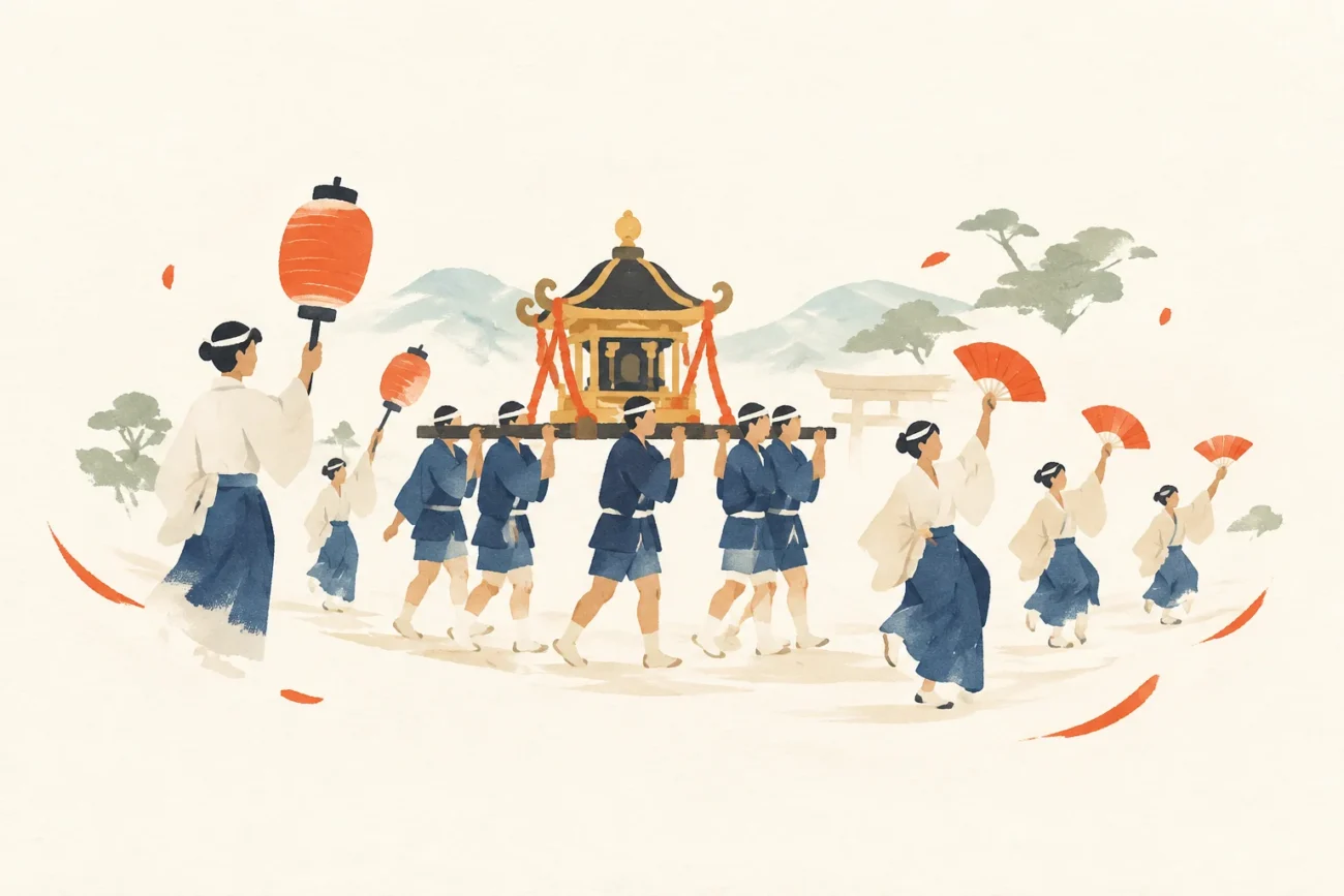 七日祭をテーマにした祭りのイメージ
