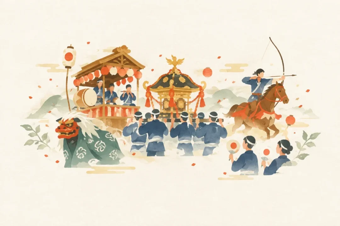 中村八坂神社祇園祭をテーマにした祭りのイメージ